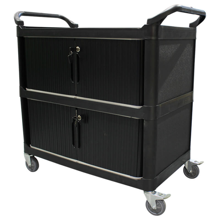 3 Tier 895x505mm Service Trolley With Sliding Doors STR327 Richmond