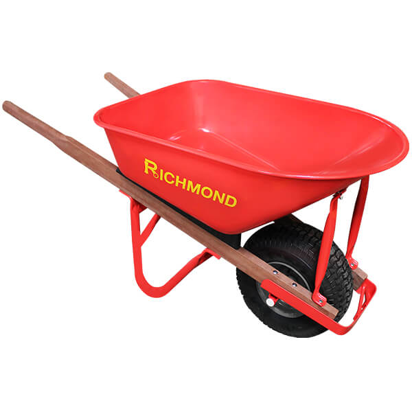 Heavy Duty Timber Handle Wheelbarrows With Red HD Steel Tray - Richmond ...