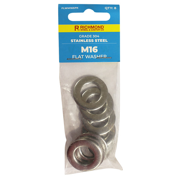 M16 Stainless Steel Flat Washer - 8 Pack (FLWM16SPK8) - Richmond Wheel ...